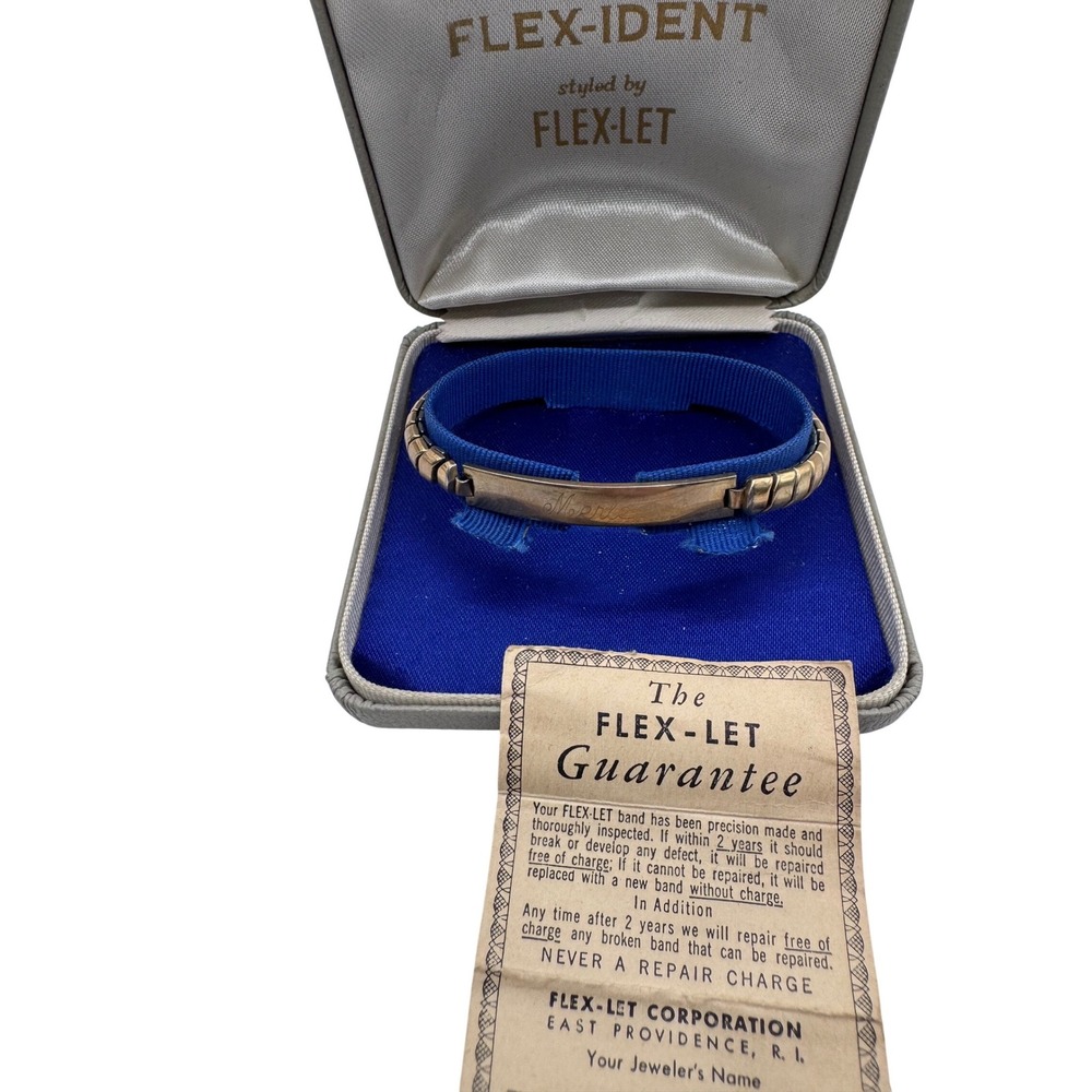 Vintage Flex-Let Flex-Ident 10KT Gold Filled ID Bracelet‎ Engraved Duane/Merle